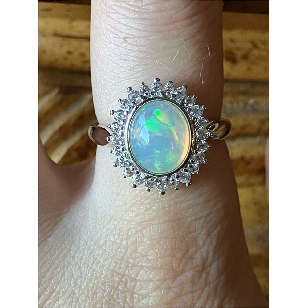 Natural Ethiopian Opal Sterling Silver Ring Size 8